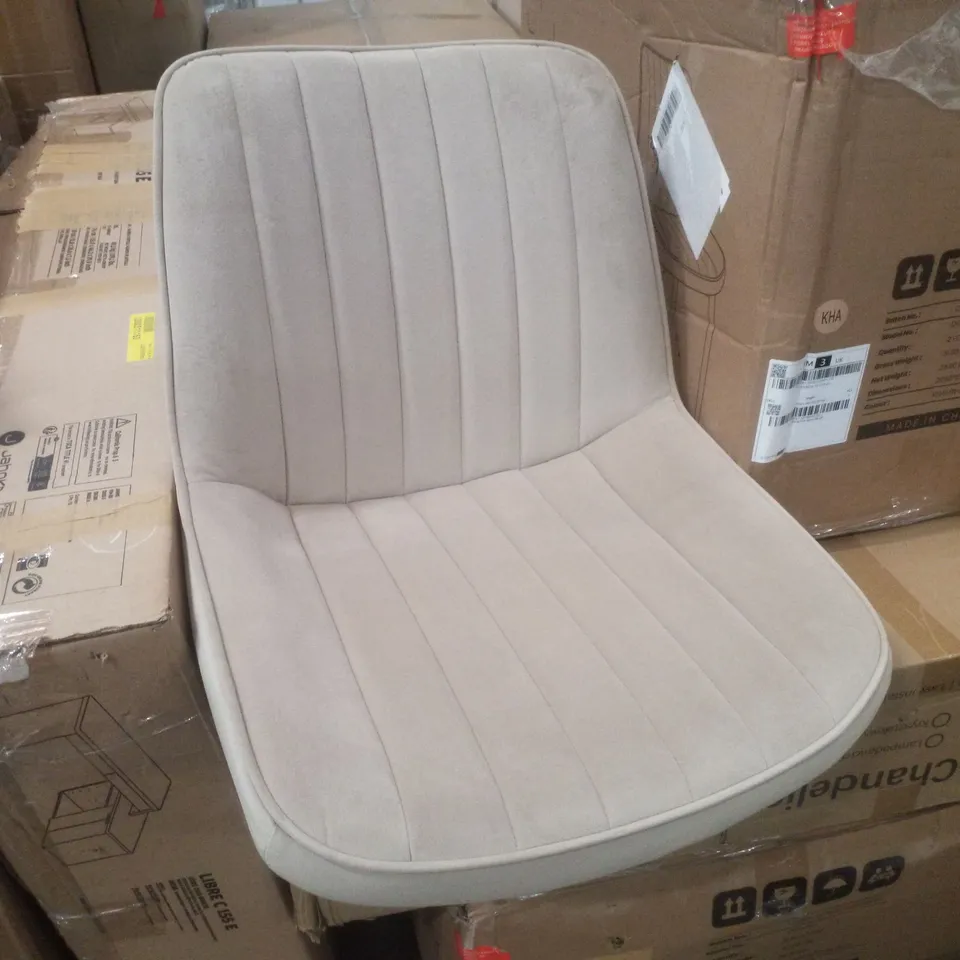 BOXED SET OF 2 BEIGE VELVET DINING CHAIRS