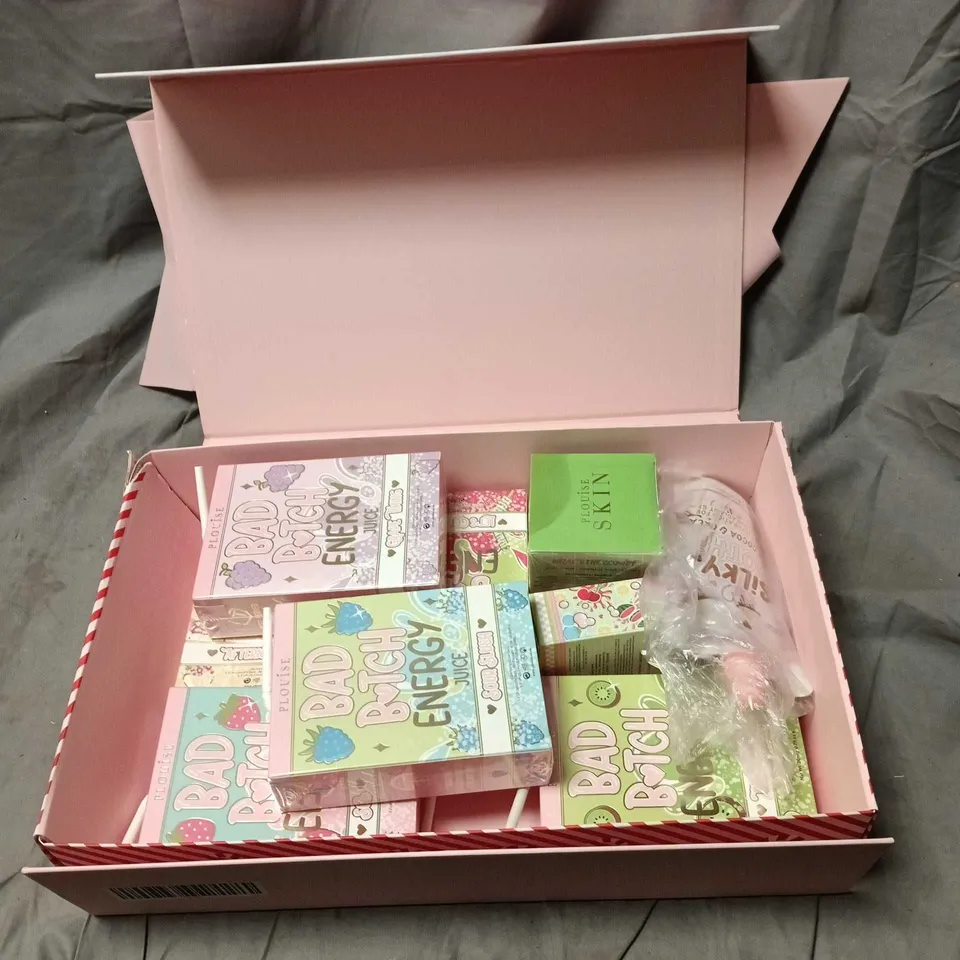 PLOUISE GIFT SET TO INCLUDE BAD BITCH ENERGY JUICE, BODY SCRUB ETC. BOXED