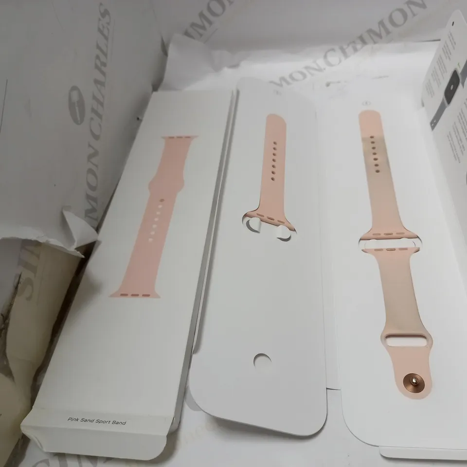 APPLE WATCH PINK SAND SPORT BAND - GOLD STAINLESS STEEL PIN 44MM 