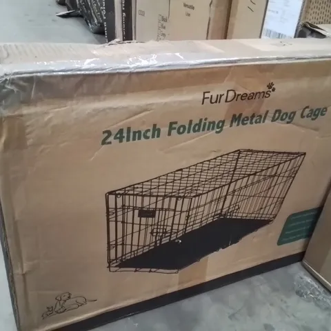 BOXED 24INCH FOLDING METAL DOG CAGE