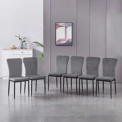BOXED AEDAN-JOSEPH VELVET UPHOLSTERED DINING CHAIRS SET - GREY (1 BOX)
