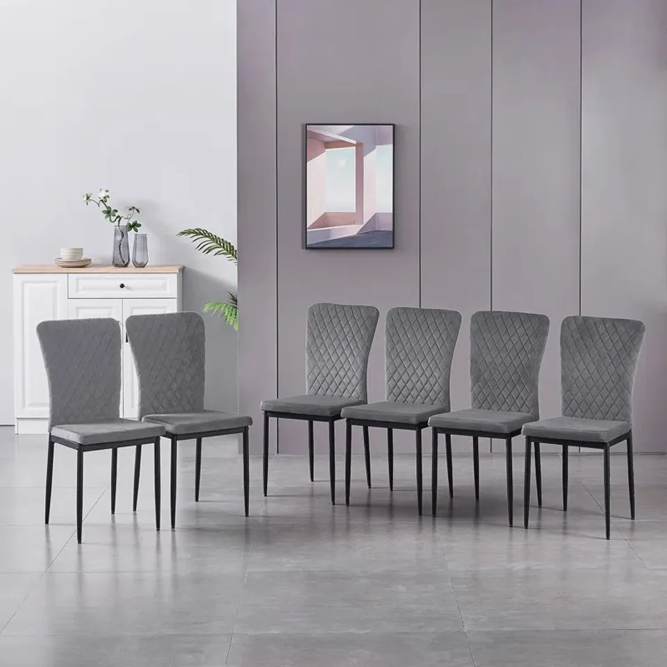 BOXED AEDAN-JOSEPH VELVET UPHOLSTERED DINING CHAIRS SET - GREY (1 BOX)