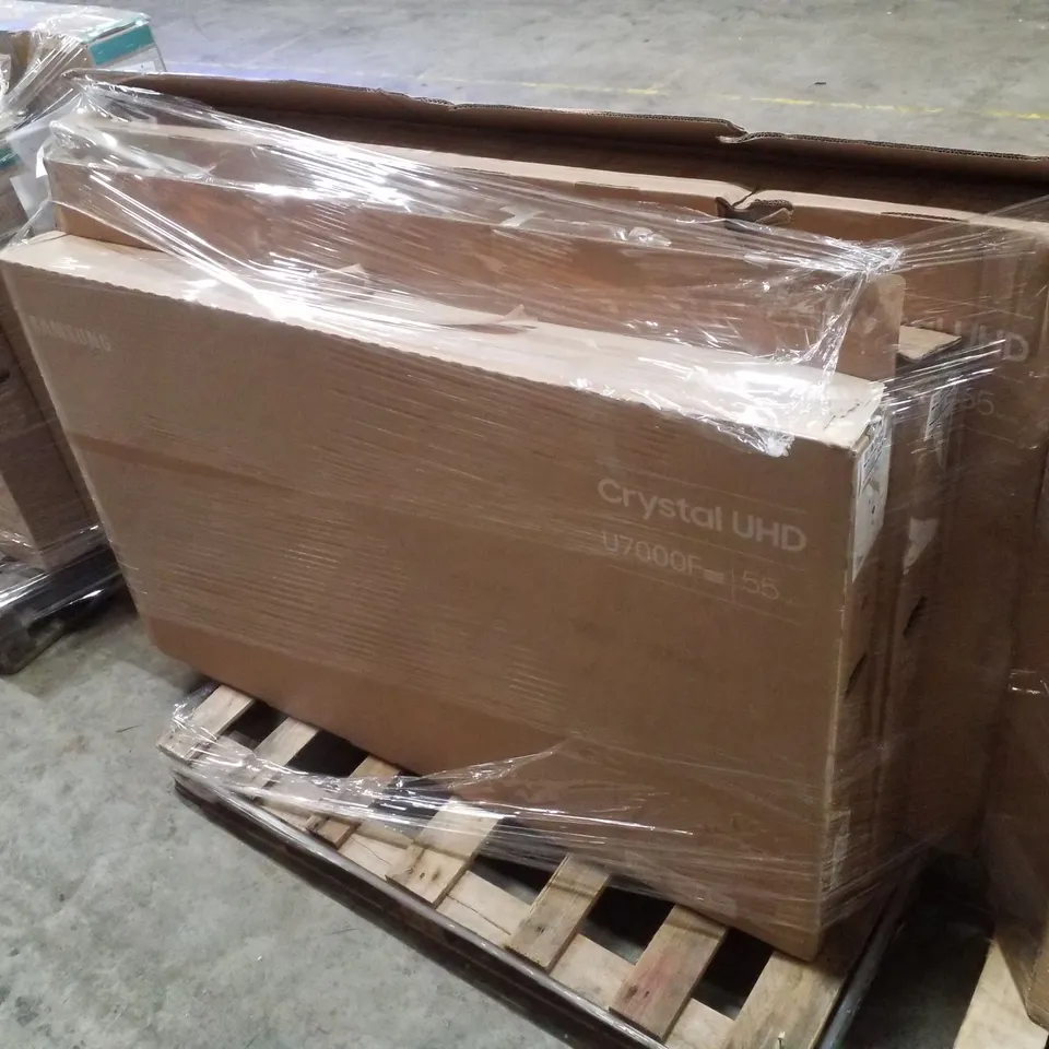 PALLET OF FIVE ASSORTED WAREHOUSE DAMAGED TV'S TO INCLUDE;