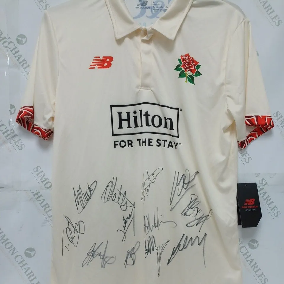 SIGNED NEW BALANCE LC24 COUNTY CRICKET TOP IN IVORY - LARGE