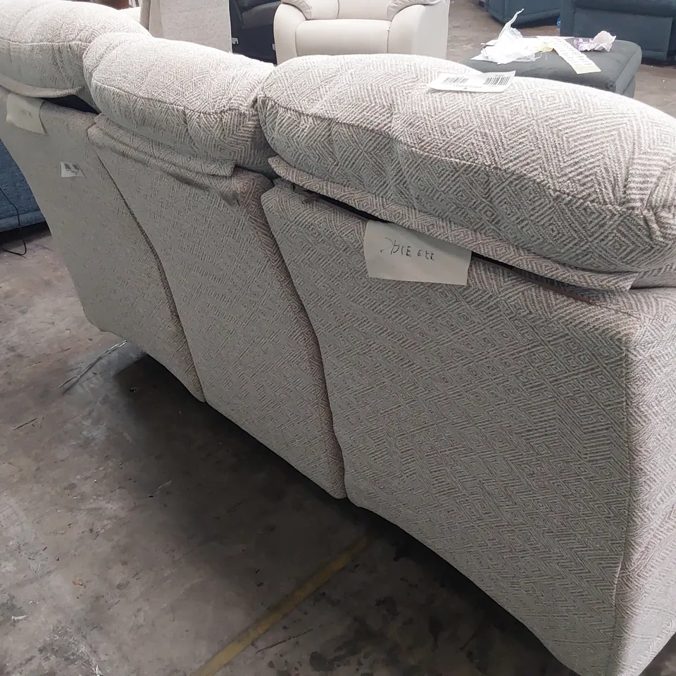 QUALITY BRITISH DESIGNER G PLAN MALVERN POWER RECLINING THREE SEATER SOFA NEBULAR BLUSH FABRIC 