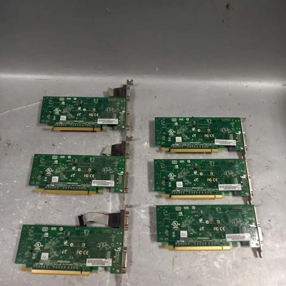 LOT OF 6 ASSORTED PEGATRON GRAPHICS CARDS TO INCLUDE - G210/D3/DHV/512/LP/RM AND G210/D3/DHV/512M/ATX/RM