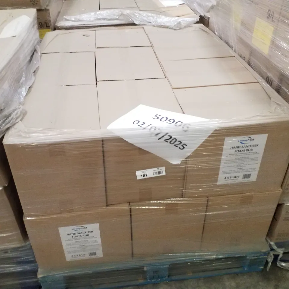 PALLET CONTAINING APPROXIMATELY 80 BOTTLES OF STRONGHOLD ALCOHOL HAND SANITISER 5LTR