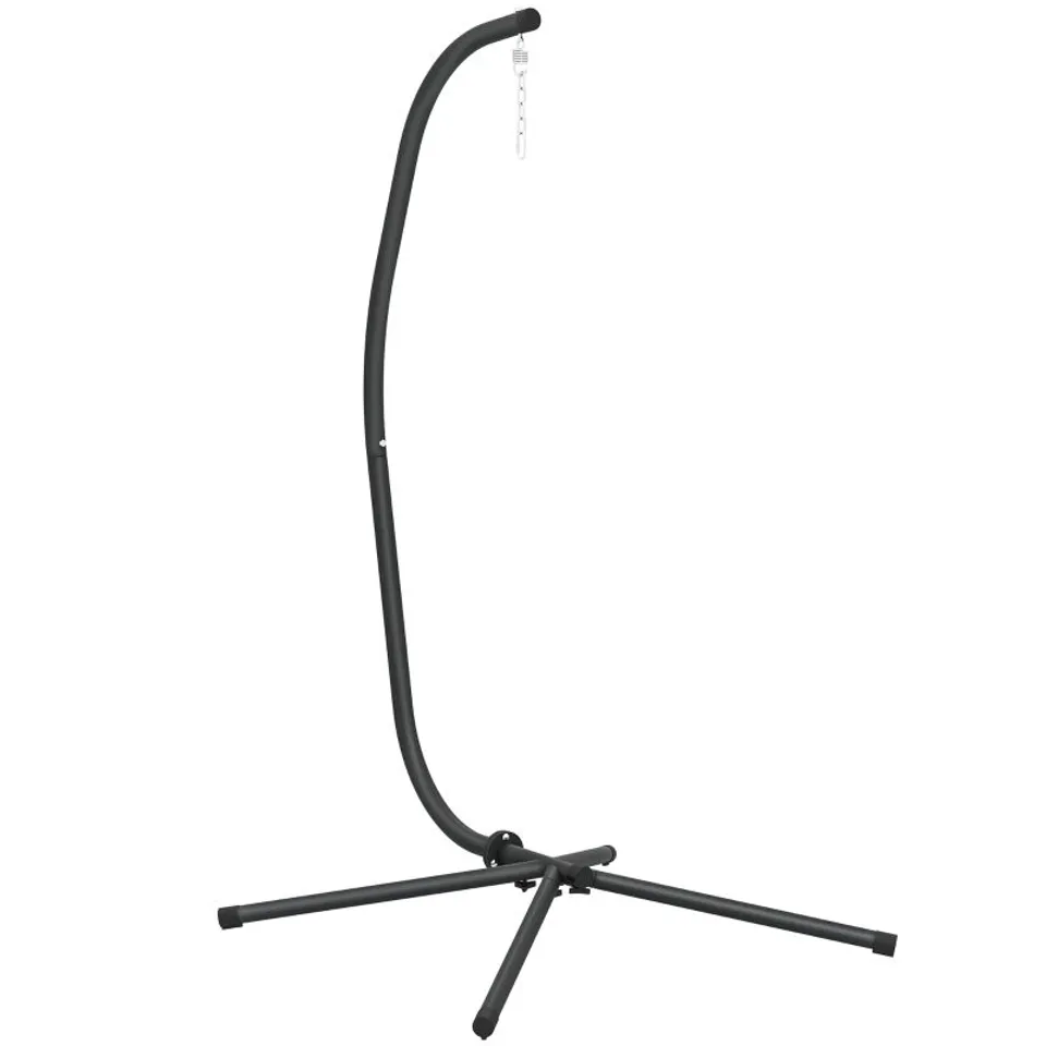 BOXED OUTSUNNY HANGING EGG CHAIR STAND ONLY, HAMMOCK CHAIR C-STAND WITH HANGING CHAIN, BLACK