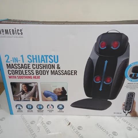 BOXED HOMEDICS 2 IN 1 SHIATSU MASSAGE CUSHION AND CORDLESS BODY MASSAGER