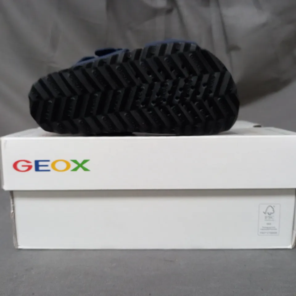 BOXED PAIR OF GEOX KIDS OPEN TOE SANDALS IN NAVY UK SIZE 7