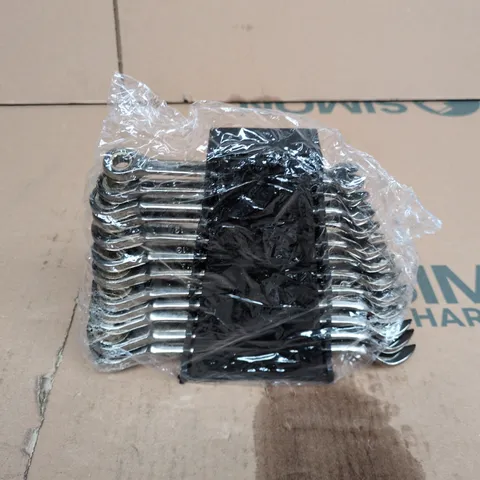 SET OF METAL SPANNERS IN BLACK HOLDER