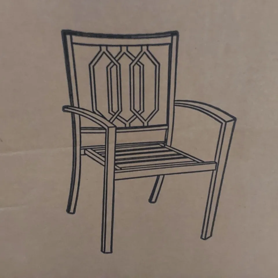 BOXED SET OF 2 BLACK METAL GARDEN CHAIRS WITH CUSHIONS (1 BOX)