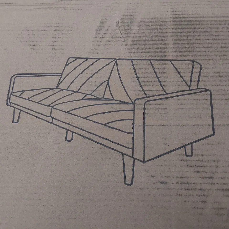 BOXED DESIGNER SOFA BED BLACK LINEN 