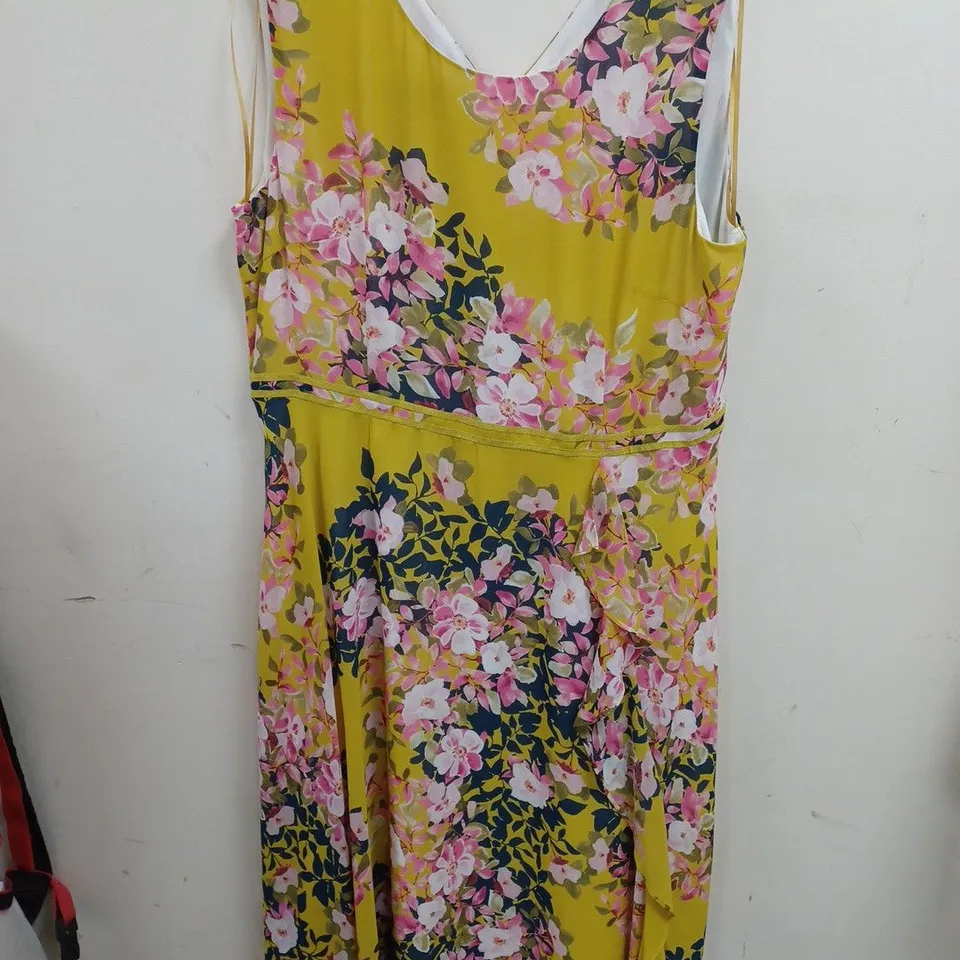 LAURA ASHLEY YELLOW SLEEVELESS DRESS - UK 16