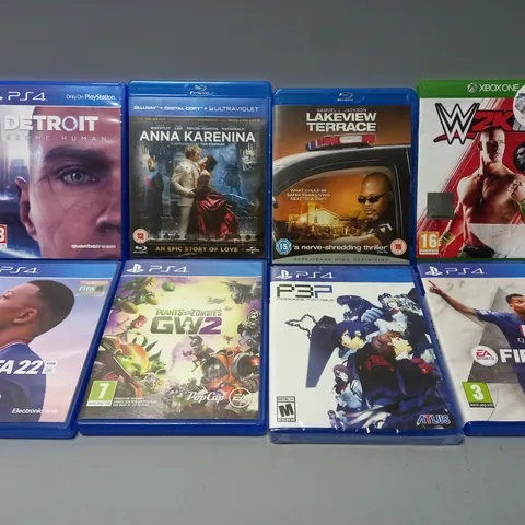APPROXIMATELY 28 ASSORTED DVDS & GAMES TO INCLUDE FIFA 23 (PS4), TED & TED 2 MOVIE COLLECTION, THE HOLLOW CROWN (SERIES 1 & 2), ETC