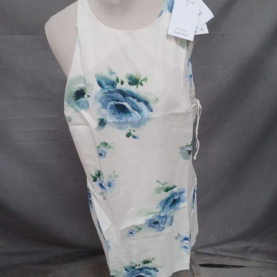 PARIS ATELIER & OTHER STORIES LINEN DRESS IN CREAM/BLUE FLORAL SIZE 14