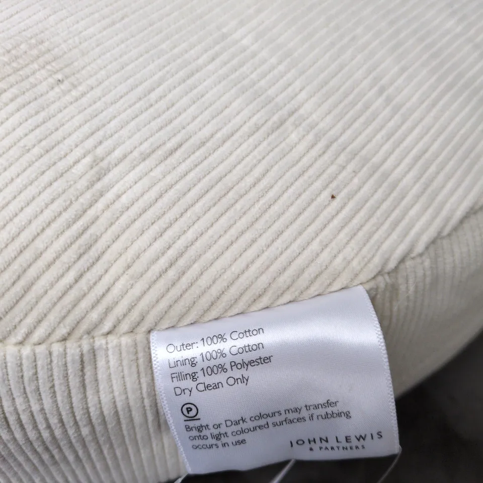 JOHN LEWIS & PARTNERS CUSHION – CREAM CORDUROY, ROUND