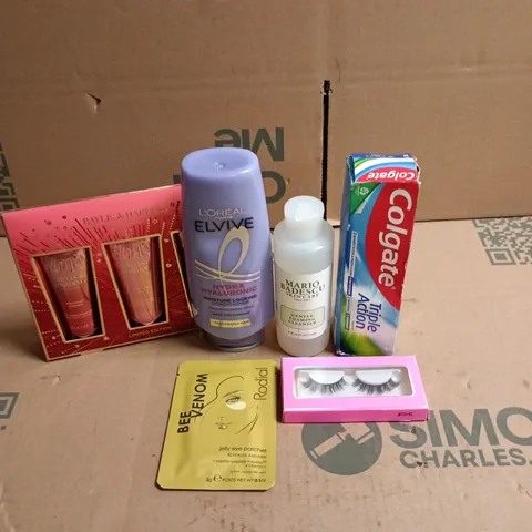 APPROXIMATEY 20 ASSORTED HEALTH AND BEAUTY PRODUCTS TO INCLUDE - COLGATE TOOTHPASTE - L'OREAL ELVIVE CONDITIONER AND BAYLIS & HARDING HAND CREAMS