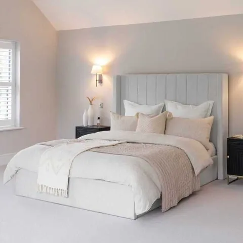 BOXED ALICE DOUBLE OTTOMAN BED, CLOUD GREY (2 BOXES)