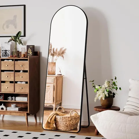 BOXED FULL BODY MIRROR WITH METAL FRAME STAND HD LARGE WALL MIRROR WITH HOOKS (1 BOX)