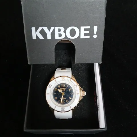 KYBOE! WATCH β WHITE STRAP, GOLD-TONE BEZEL, DARK DIAL