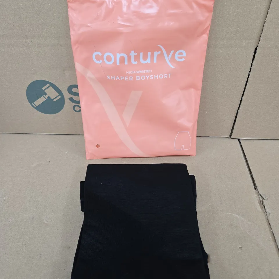 CONTURVE HIGH-WAISTED SHAPER BOYSHORTS IN BLACK SIZE MEDIUM