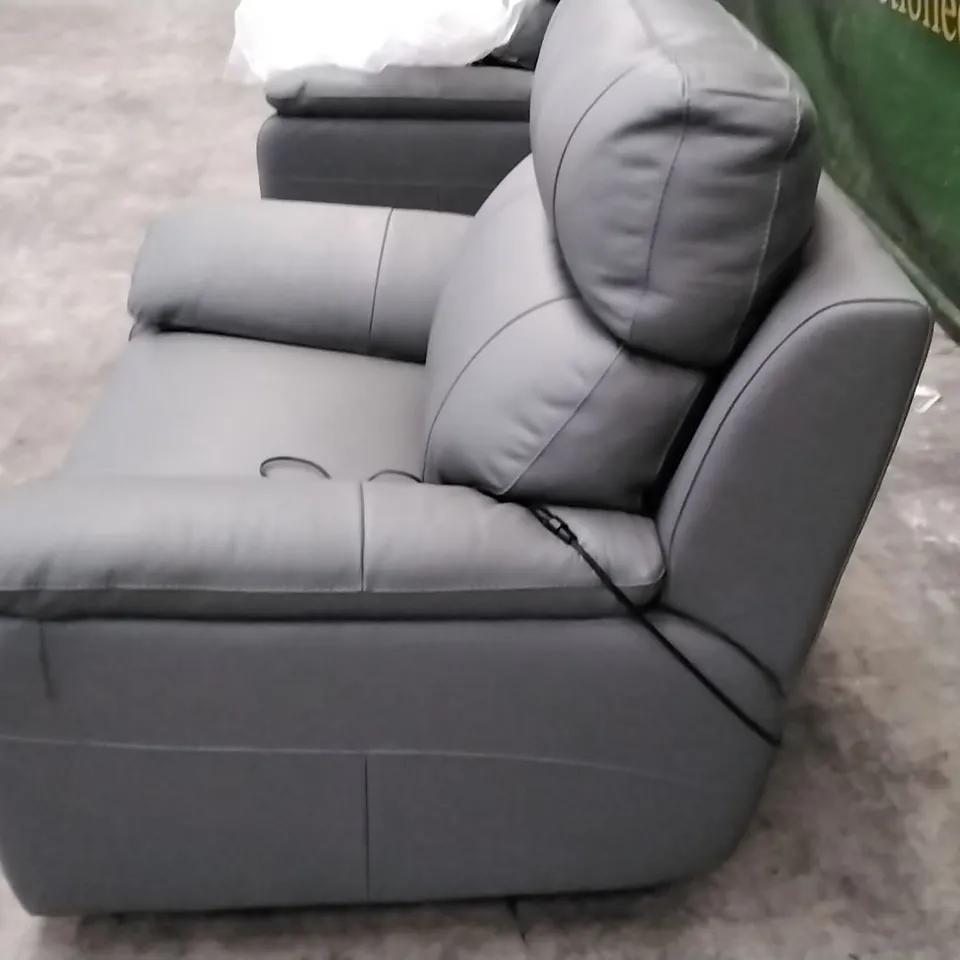 QUALITY ITALIAN DESIGNER PATRIZIO SMALL ARMS ELECTRIC RECLINER CHAIR - ANTHRACITE GREY LEATHER