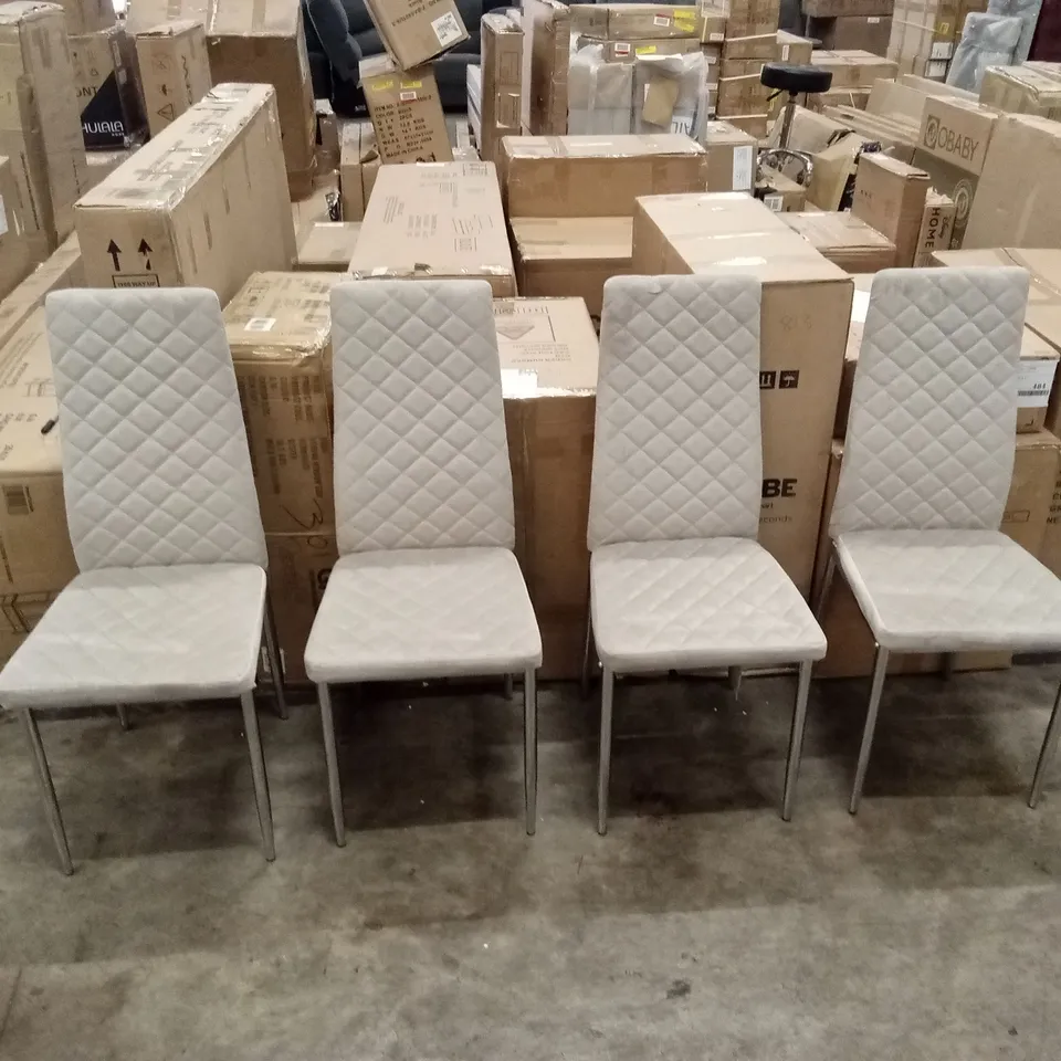 SET OF 4 QUALITY DESIGNER FABRIC DINING CHAIRS