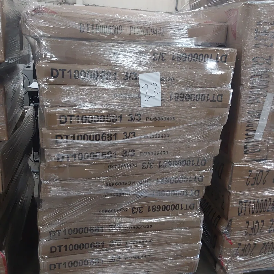 PALLET OF ASSORTED BOXED DINING TABLE PARTS 