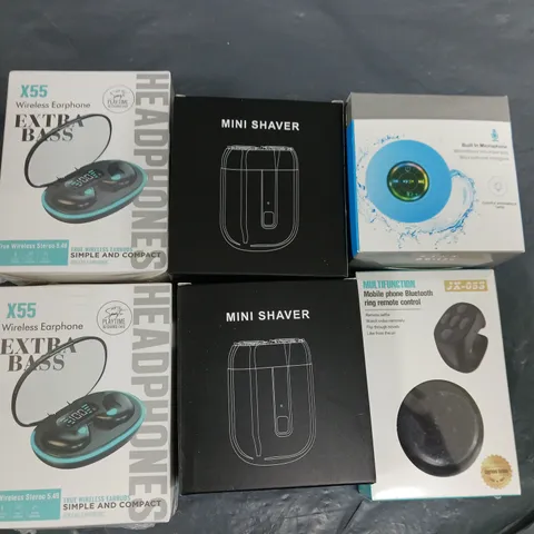 LOT OF APPROXIMATELY 25 ITEMS TO INCLUDE MINI SHAVERS, BLUETOOTH SPEAKERS AND EARPHONES