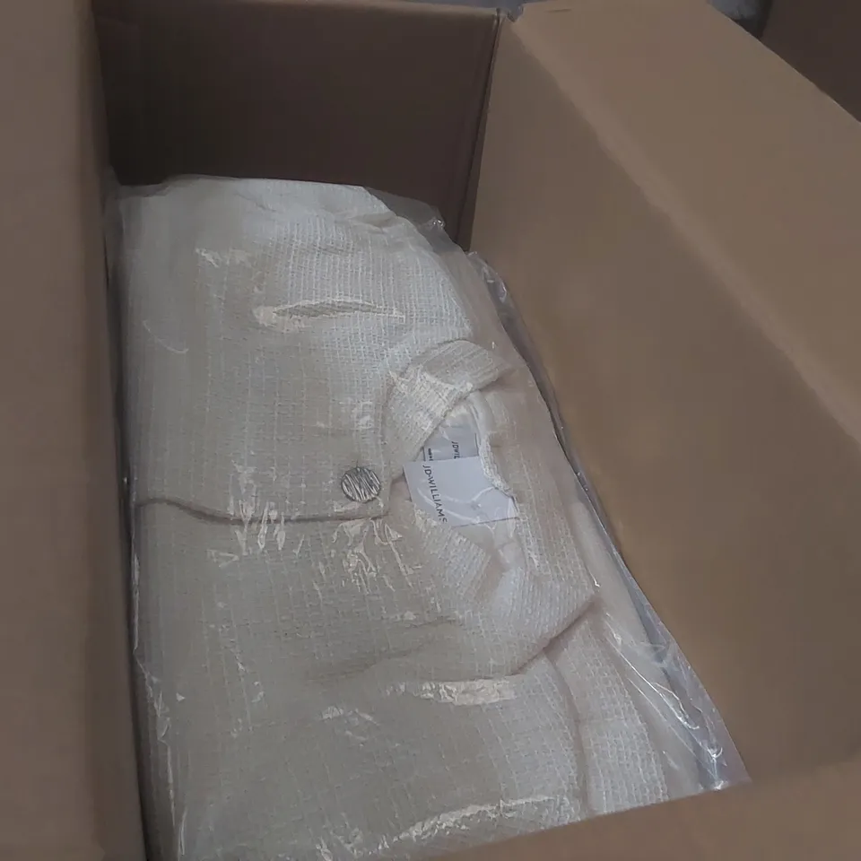 BOX CONTAINING APPROXIMATELY 9x BRAND NEW JD WILLIAMS CREAM BOUCLE BOMBERS - SIZE 22