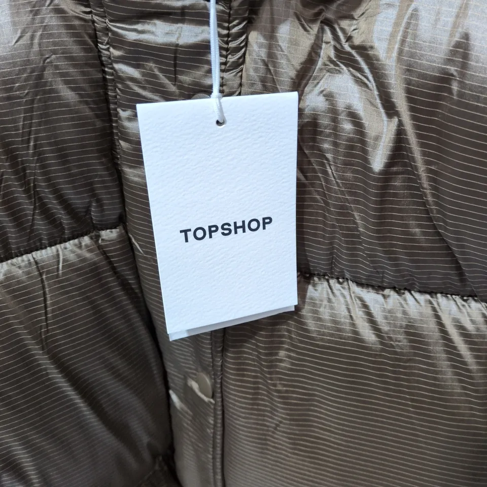TOPSHOP BROWN METALLIC PUFFER JACKET – SIZE S