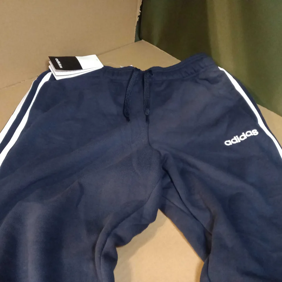ADIDAS NAVY/WHITE STRIPED FITNESS JOGGERS - MEDIUM