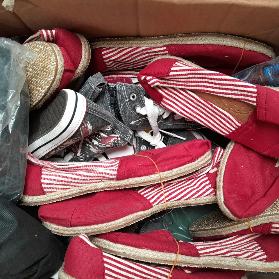 BOX OF APPROXIMATELY 20 ASSORTED FASHION ITEMS TO INCLUDE DESIGNER SHOES, ETC
