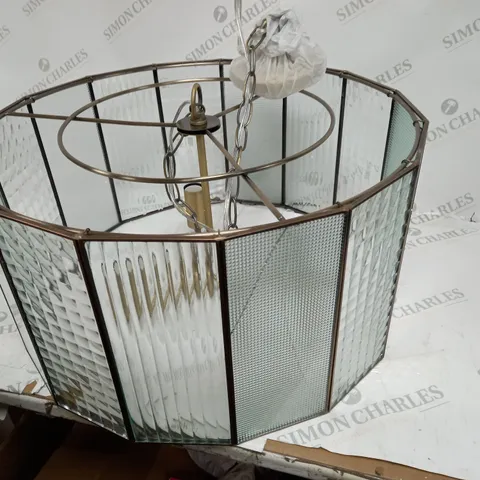 RHEA TEXTURED GLASS HEXAGON PENDANT LIGHT