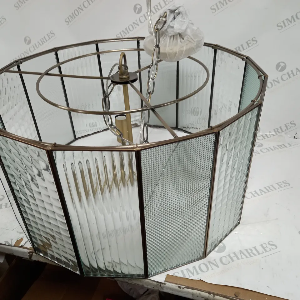 RHEA TEXTURED GLASS HEXAGON PENDANT LIGHT