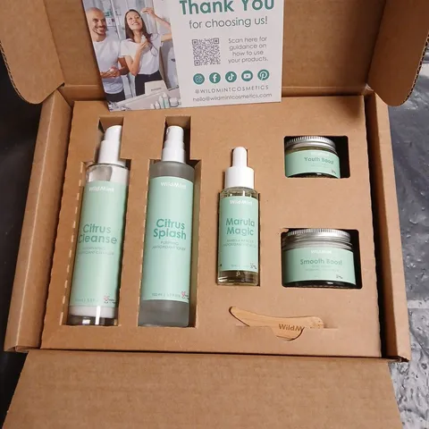 WILDMINT 5PCE SKINCARE GIFT SET – CITRUS CLEANSE, CITRUS SPLASH, MARULA MAGIC, YOUTH BOOST & SMOOTH BOOST (BOXED)