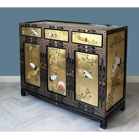 BOXED SCHNECK GOLD LEAF ACCENT SIDEBOARD CABINEL