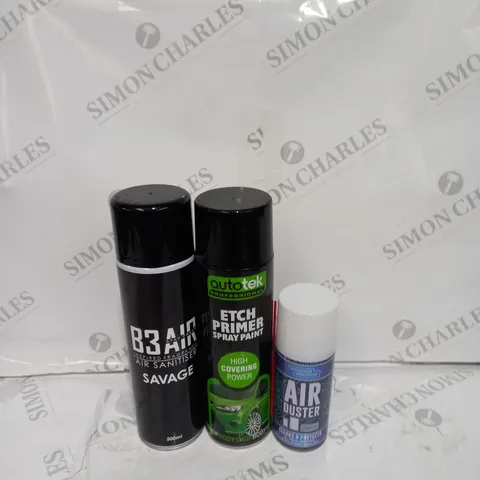 APPROXIMATELY 13 ASSORTED AEROSOL ITEMS TO INCLUDE AIR FRESHNER, PRIMER SPRAY PAINT, AIR DUSTER ETC - COLLECTION ONLY