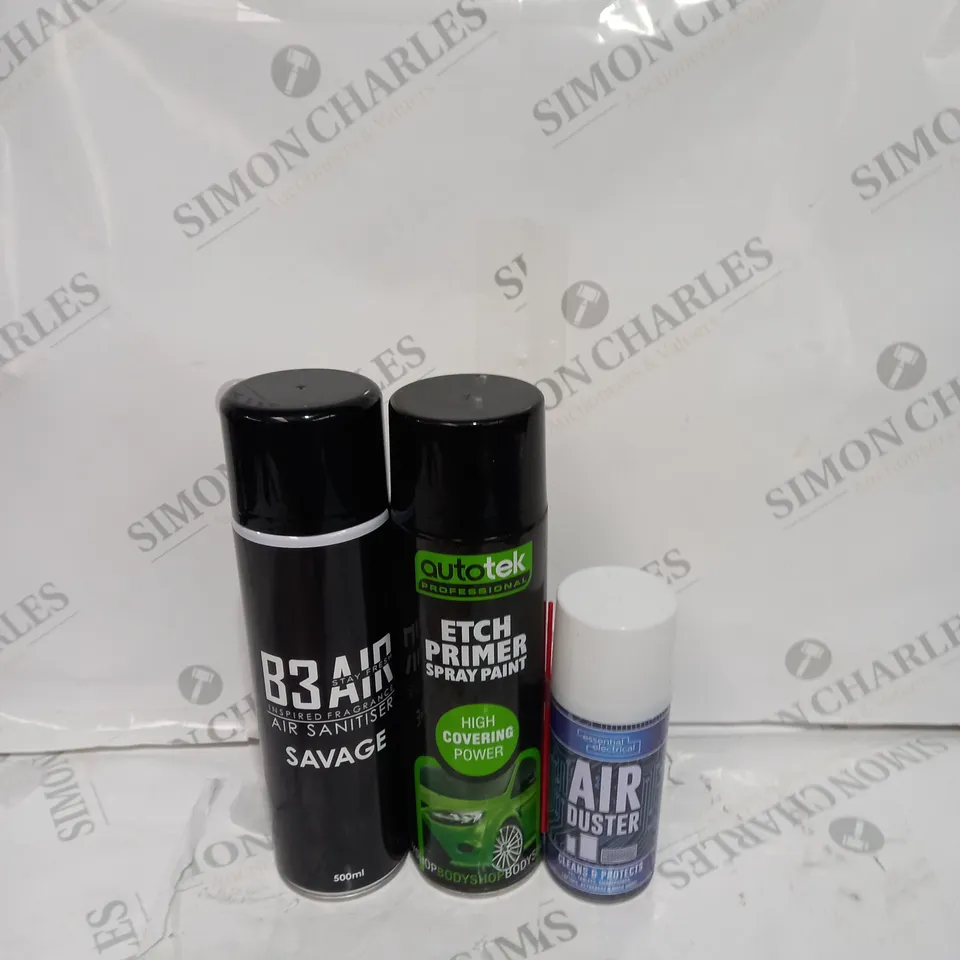 APPROXIMATELY 13 ASSORTED AEROSOL ITEMS TO INCLUDE AIR FRESHNER, PRIMER SPRAY PAINT, AIR DUSTER ETC - COLLECTION ONLY