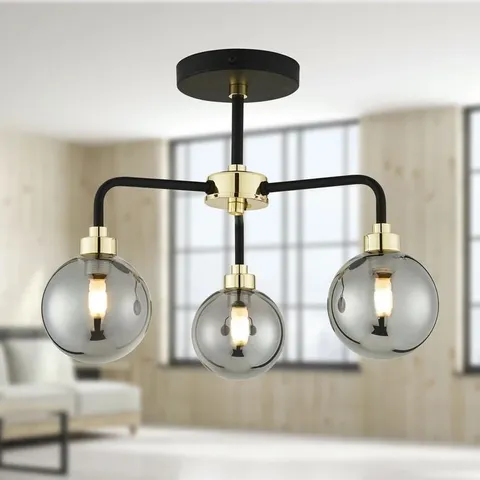 COLELLIO GLASS SEMI FLUSH MOUNT LIGHT FITTING 