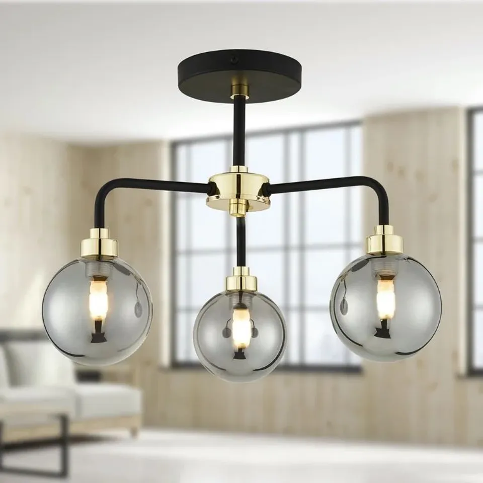 COLELLIO GLASS SEMI FLUSH MOUNT LIGHT FITTING 