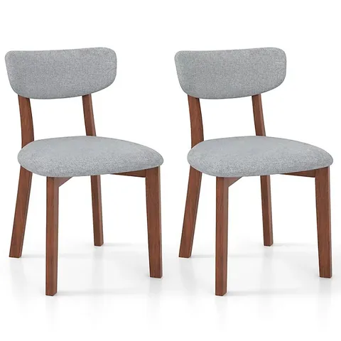 BOXED COSTWAY 2 PCS DINING CHAIRS SET UPHOLSTERED MID-BACK CHAIRS ARMLESS SIDE CHAIRS - GREY