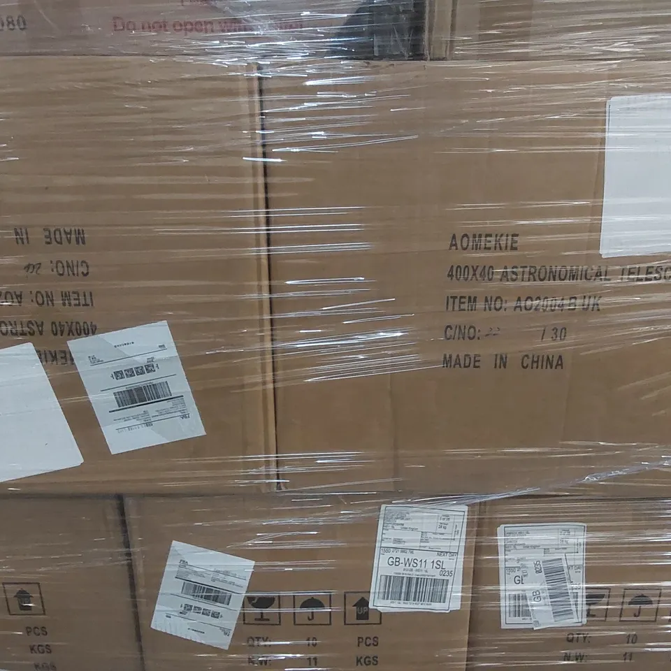 PALLET CONTAINING A VERY LARGE QUANTITY OF ASTRONOMICAL TELESCOPES AND OTHER ASSORTED ITEMS 