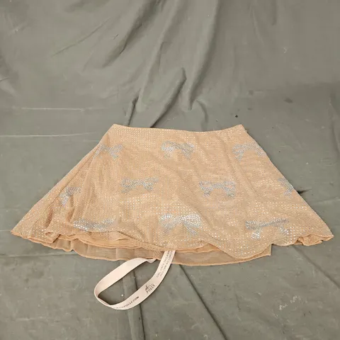 OH POLLY BOW RHINESTONE MINI SKORT IN ALMOND SIZE 6