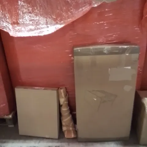 PALLET OF ASSORTED HOUSEHOLD GOODS AND PRODUCTS TO INCLUDE;DESK,AREA RUG,TOILET SEAT