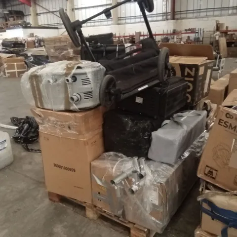 PALLET OF ASSORTED INCOMPLETE OR DAMAGED HOUSEHOLD GOODS AND PRODUCTS TO INCLUDE; PRAM PARTS, TRAMPOLINE PARTS, AIR FRYER ETC