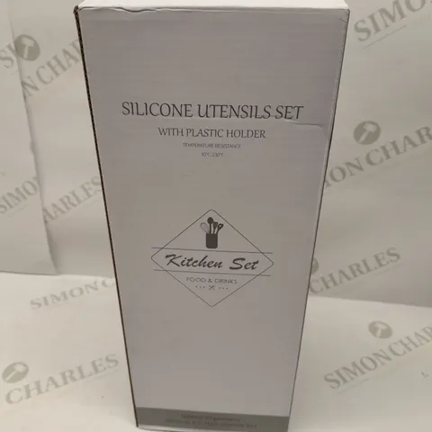 BRAND NEW BOXED KITCHEN SET SILICONE UTENSILS SET WITH PLASTIC HOLDER