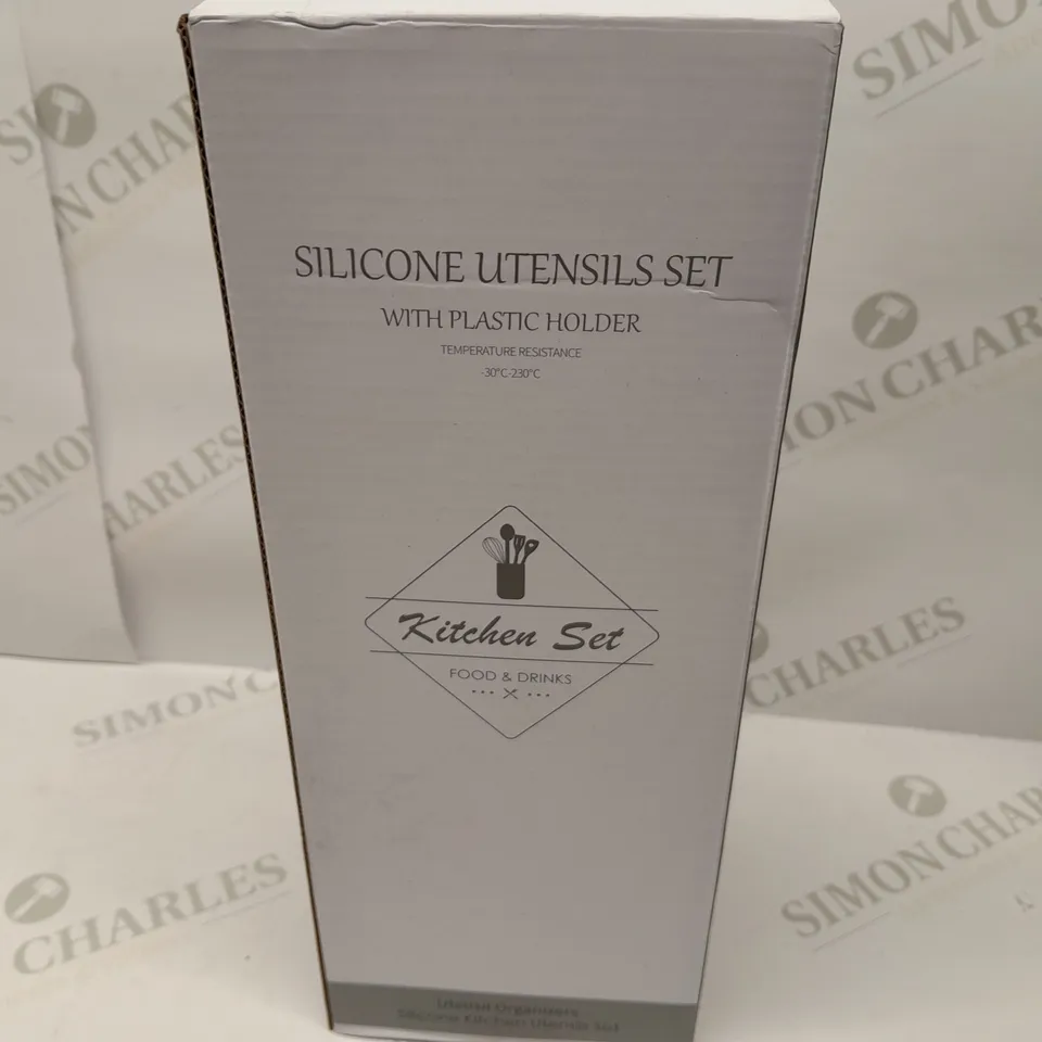 BRAND NEW BOXED KITCHEN SET SILICONE UTENSILS SET WITH PLASTIC HOLDER