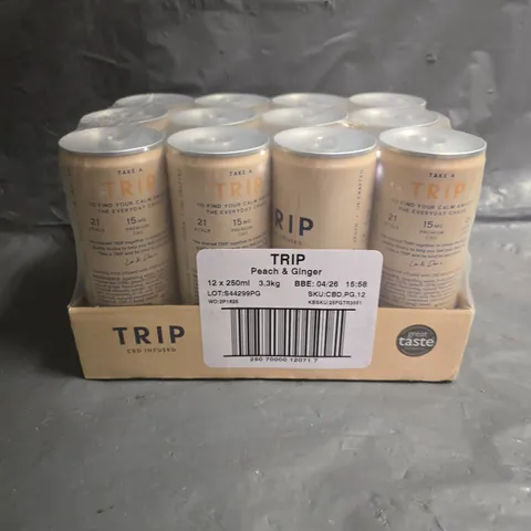 TRIP CBD INFUSED DRINKS IN PEACH GINGER 12X250ML